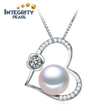 10-11mm Semi-ronde AAA Collier en perles de bijoux en forme de coeur à eau douce